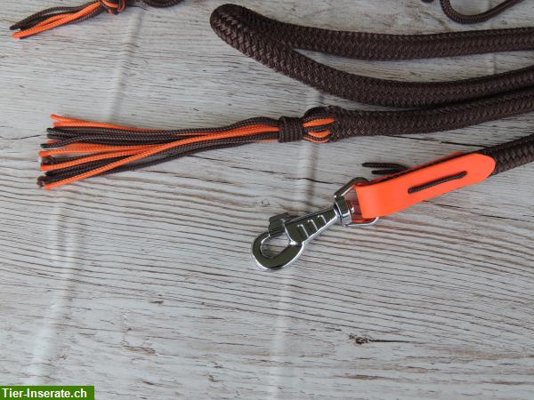 Bild 4: Knotenhalfter mit Leadrope | Braun Orange
